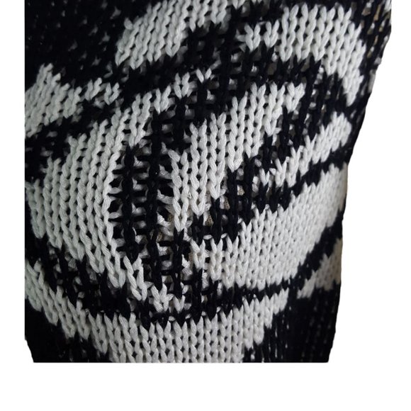 Moffi International Women sz L One button Cardigan Knit Black White - Picture 5 of 9